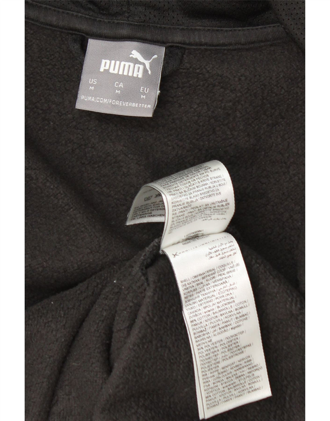 Мужской свитер с капюшоном Puma на молнии с графическим рисунком, средний черный, хлопковый
