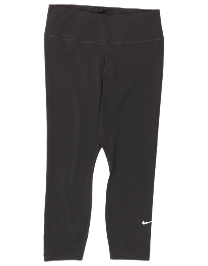 Женские леггинсы-капри Nike Dri Fit UK 12, средний черный, полиэстер