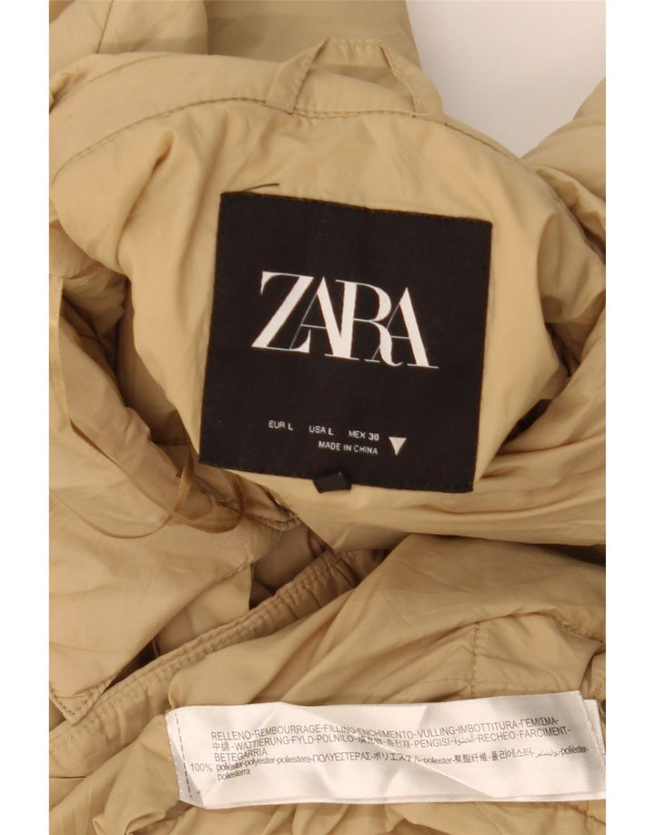 Женское пальто Zara UK 16, большой размер, бежевый полиэстер