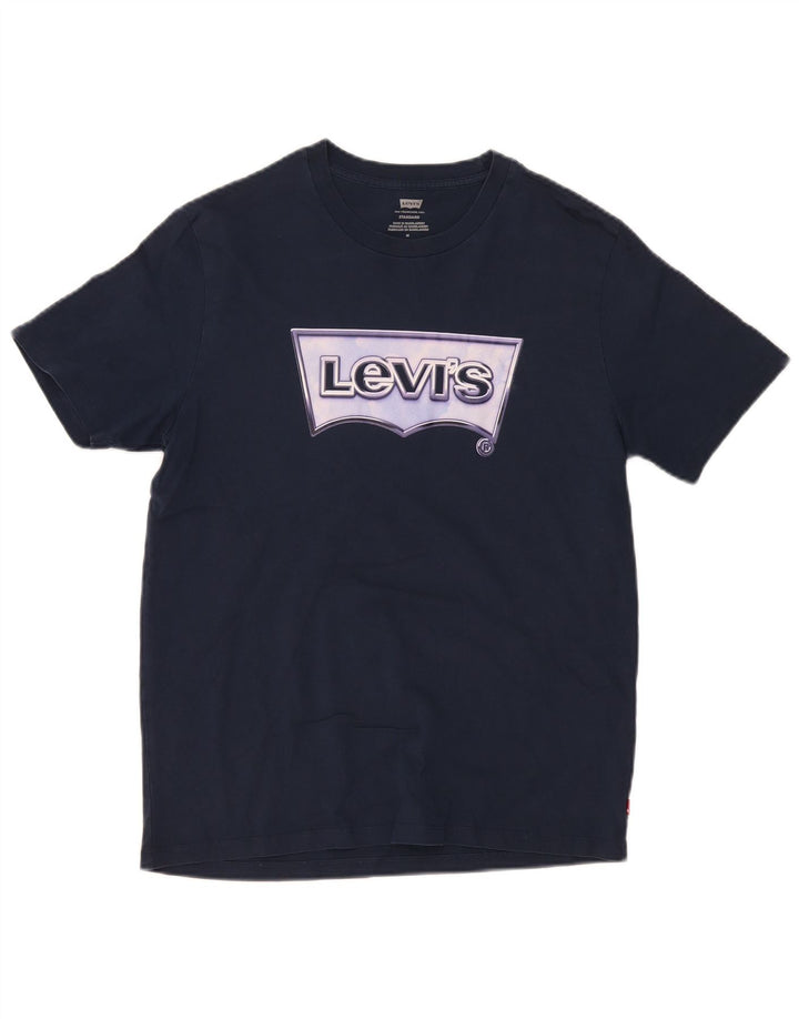 Мужская футболка стандартного кроя Levi's с рисунком, топ среднего размера, темно-синий, хлопок