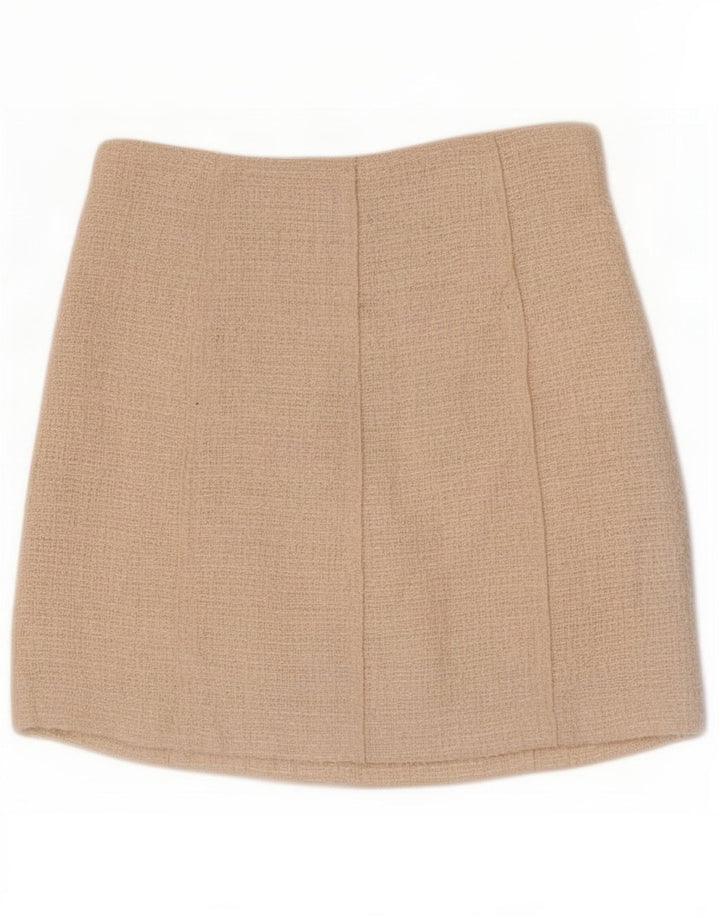 Женская мини-юбка Zara XS W24 из белого полиэстера