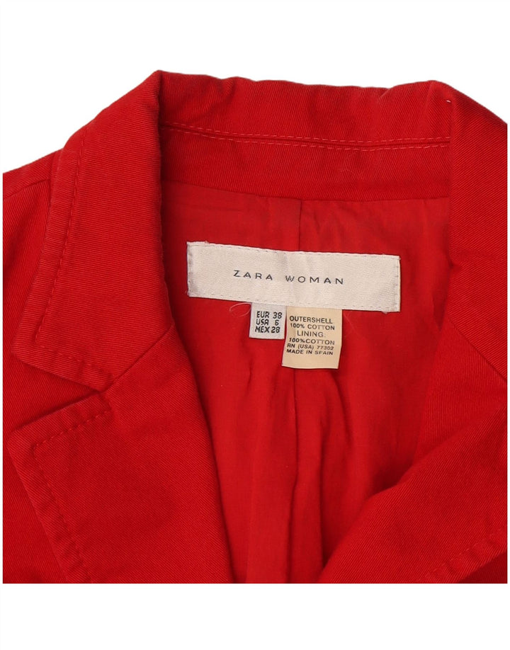 Женский пиджак Zara на 2 пуговицах, цвет ЕС 38, маленький красный, хлопковый