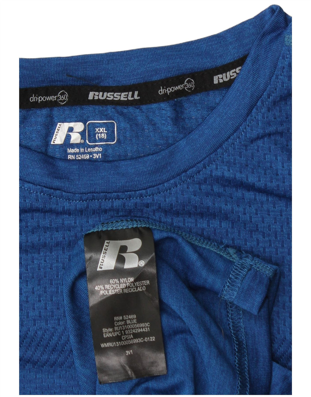 Футболка RUSSELL ATHLETIC Dri-Power для мальчиков, топ 15–16 лет, размер 2XL, синий нейлон