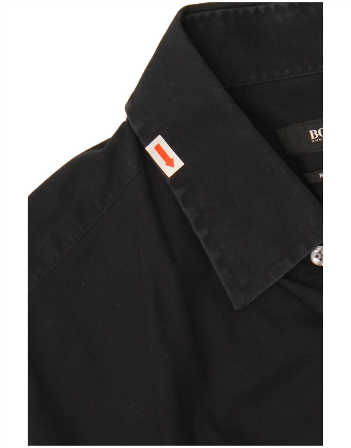 Мужская рубашка стандартного кроя HUGO BOSS, размер 16 1/2 42, большая черная