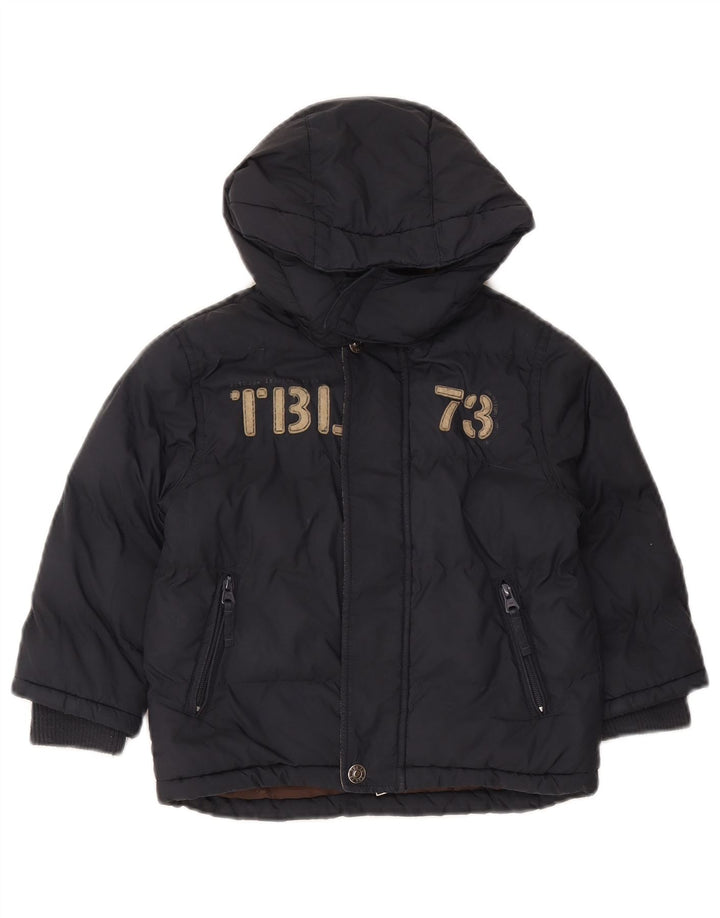 Утепленная куртка Timberland для мальчиков с графическим рисунком и капюшоном, 3–4 года, темно-синий, полиэстер