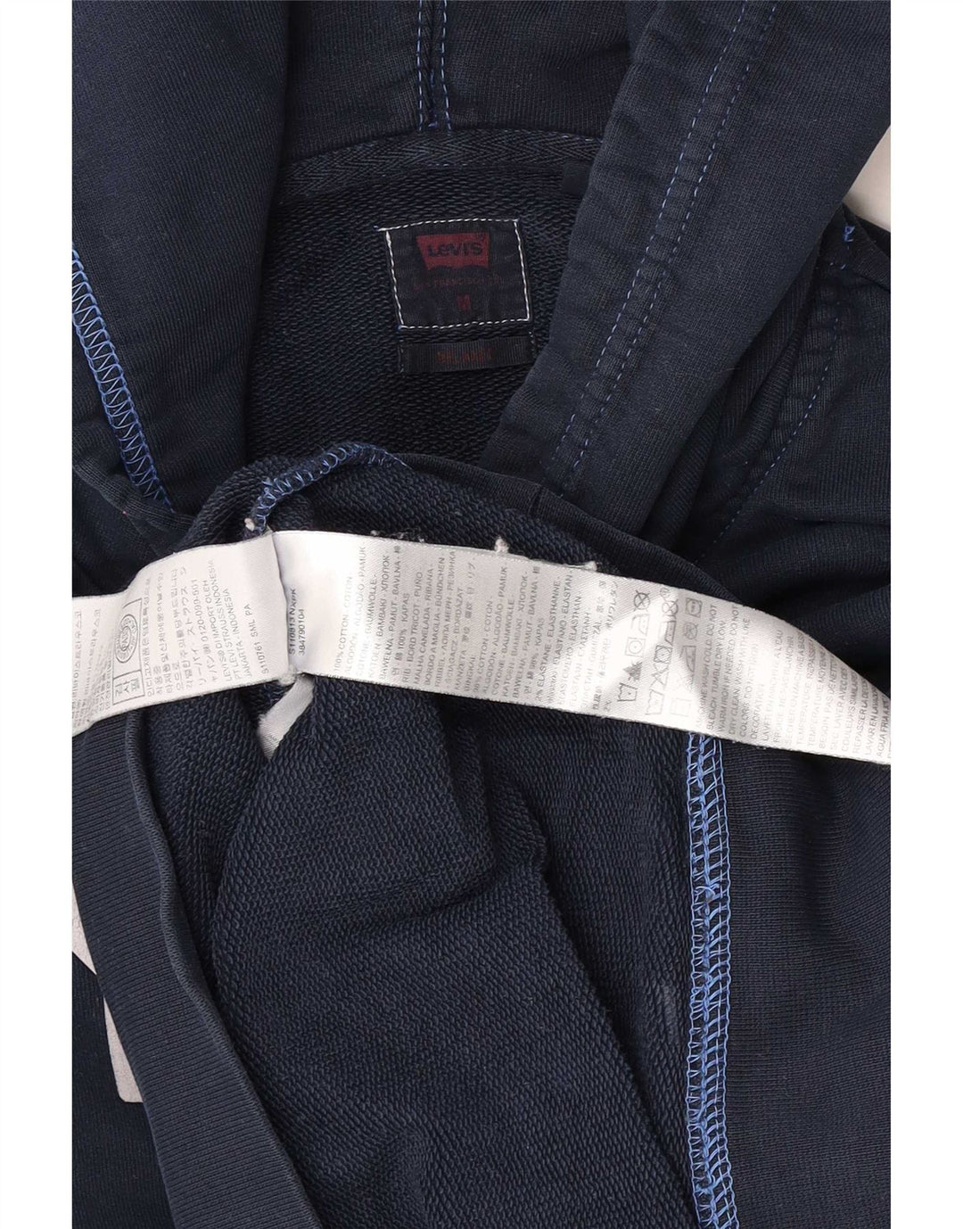 Мужской джемпер с капюшоном с рисунком Levi's, средний темно-синий, хлопковый