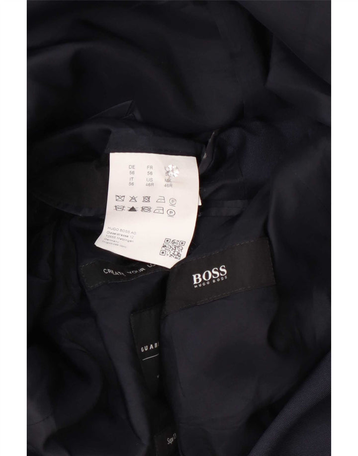 Мужской пиджак Hugo Boss с 2 пуговицами EU 56 3XL Темно-синий шерстяной
