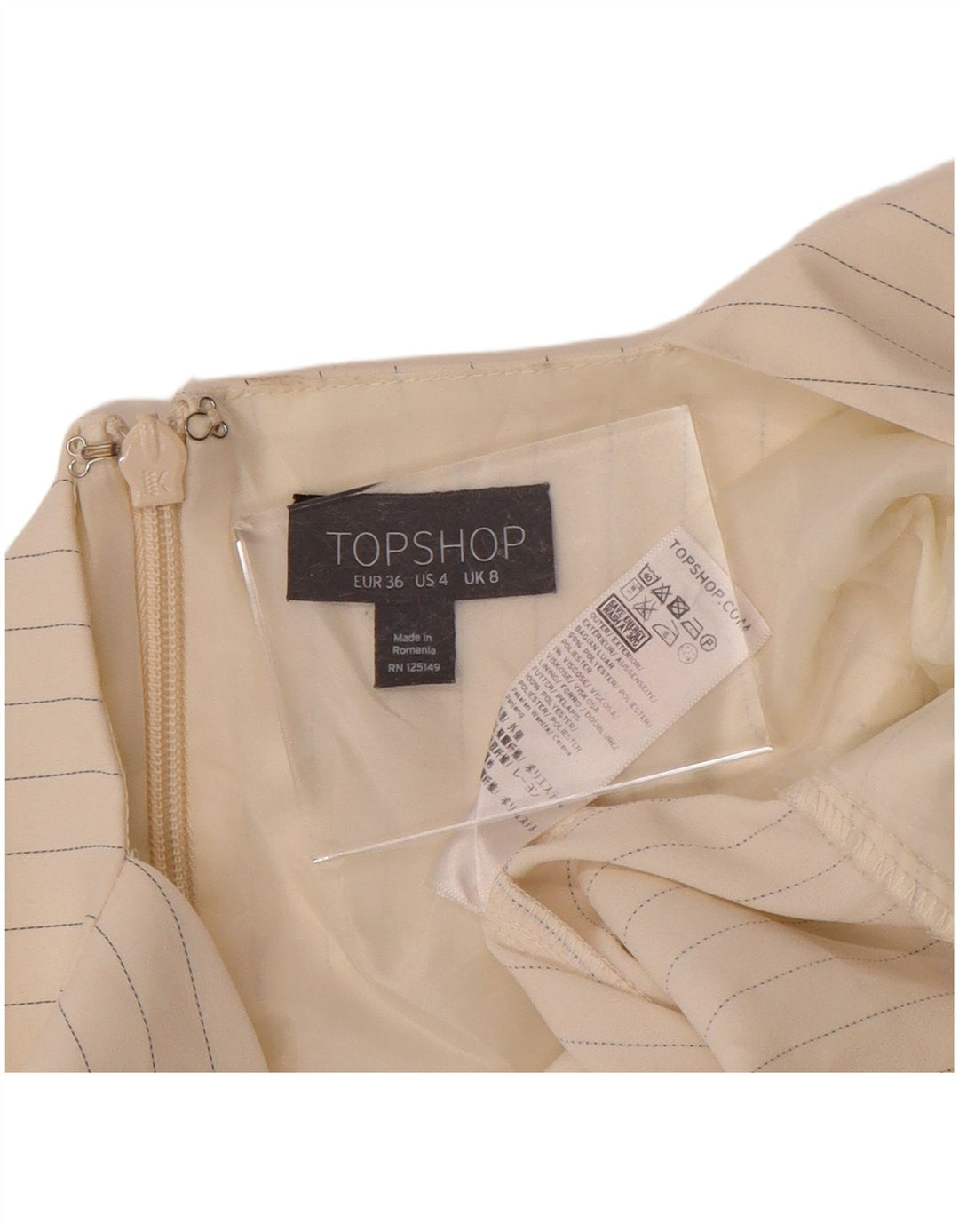 TOPSHOP Женский комбинезон без рукавов UK 8, маленький белый полиэстер в тонкую полоску