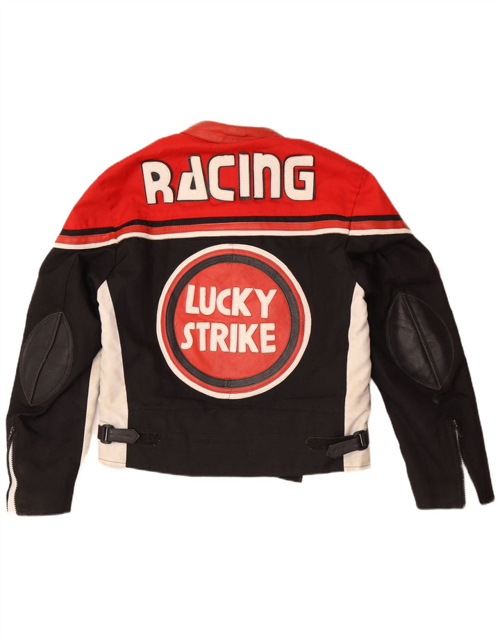 Мужская куртка-гонщик Lucky Strike UK 36, маленькая, черная, с цветными блоками