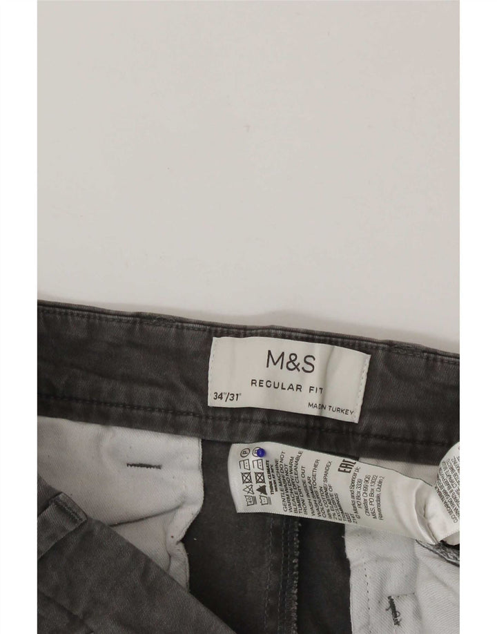 Мужские брюки чиносы Marks & Spencer стандартного кроя W34 L31 серые, хлопковые