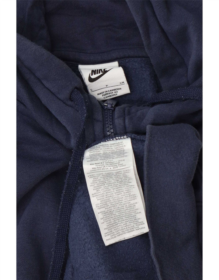 Мужской свитер с капюшоном на молнии Nike, маленький темно-синий, хлопковый