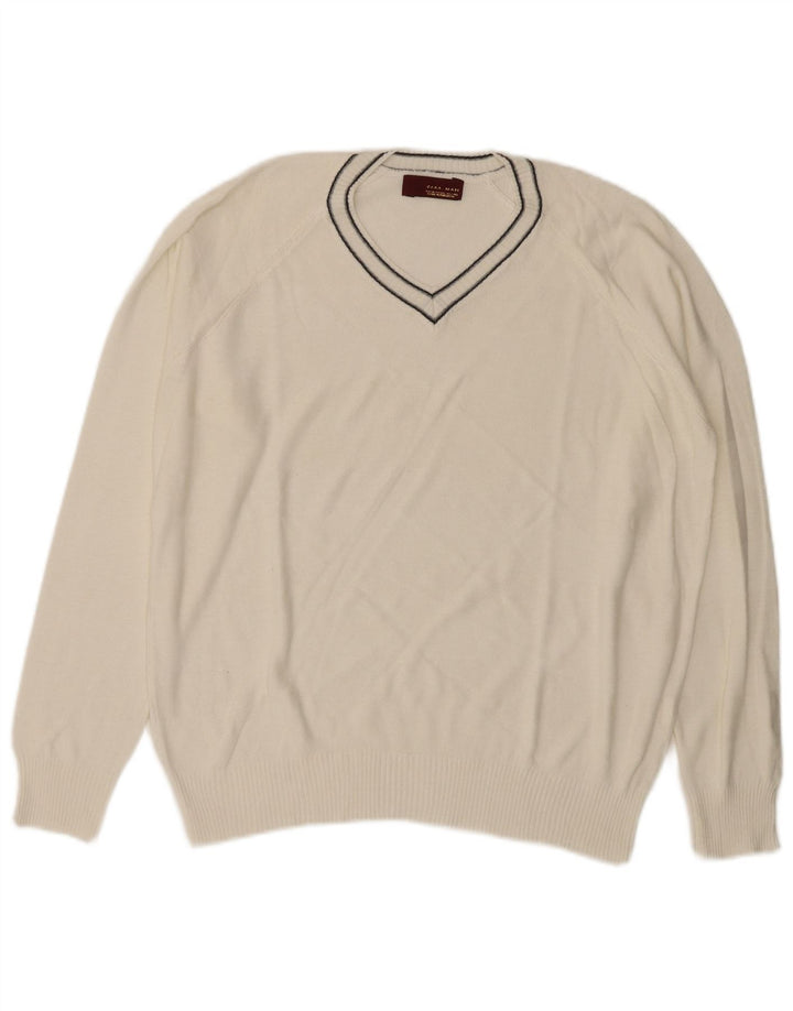 Мужской джемпер с v-образным вырезом Zara XL, белый