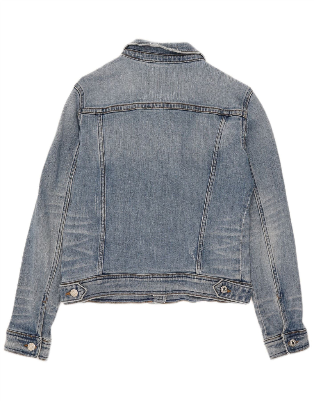Женская укороченная джинсовая куртка Zara UK 12, хлопок среднего синего цвета