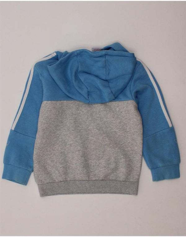 ADIDAS Baby Boys Hoodie Jumper 18-24 Months Blue Colourblock Cotton