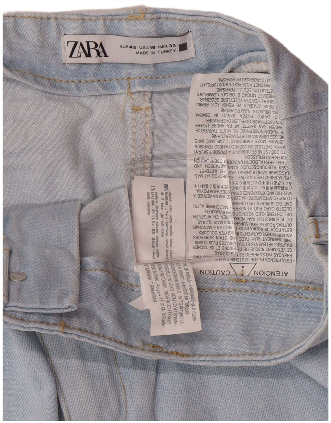 Женские широкие джинсы с завышенной талией Zara EU 42, большие W32 L26, синие классические