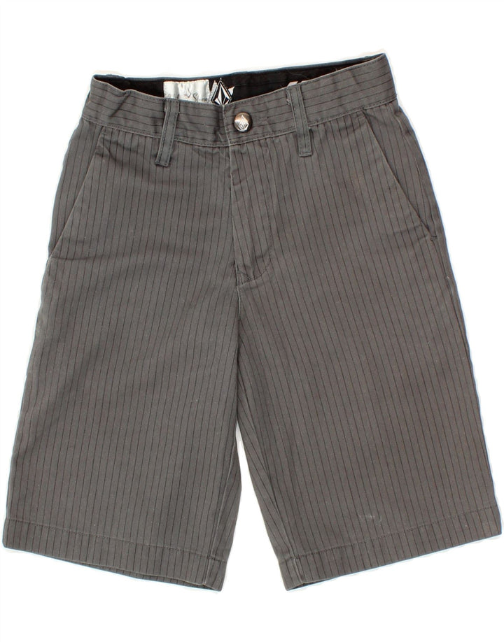 VOLCOM Boys Chino Shorts 5-6 Years W22 Grey Pinstripe Polyester Vintage Volcom and Second-Hand Volcom from Messina Hembry 