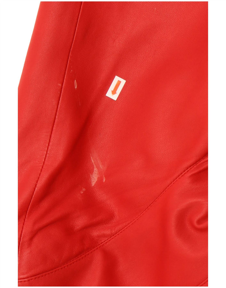 Винтажная женская кожаная куртка UK 16, большая красная кожа