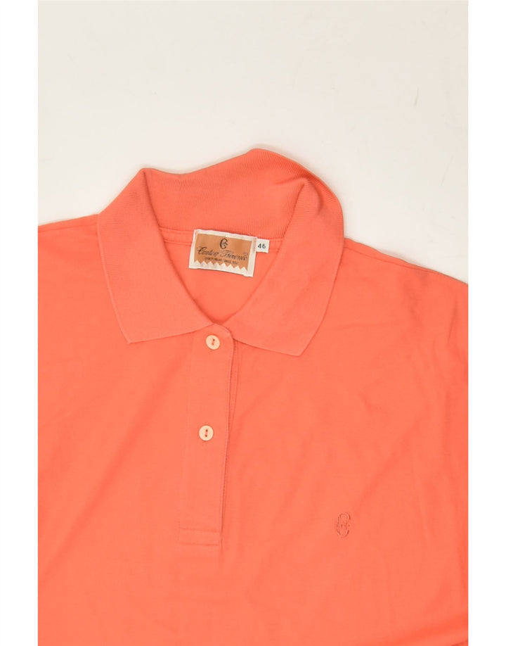 CONTE OF FLORENCE Womens Sleeveless Polo Shirt IT 46 Large Orange Cotton | Vintage Conte of Florence | Thrift | Second-Hand Conte of Florence | Used Clothing | Messina Hembry 