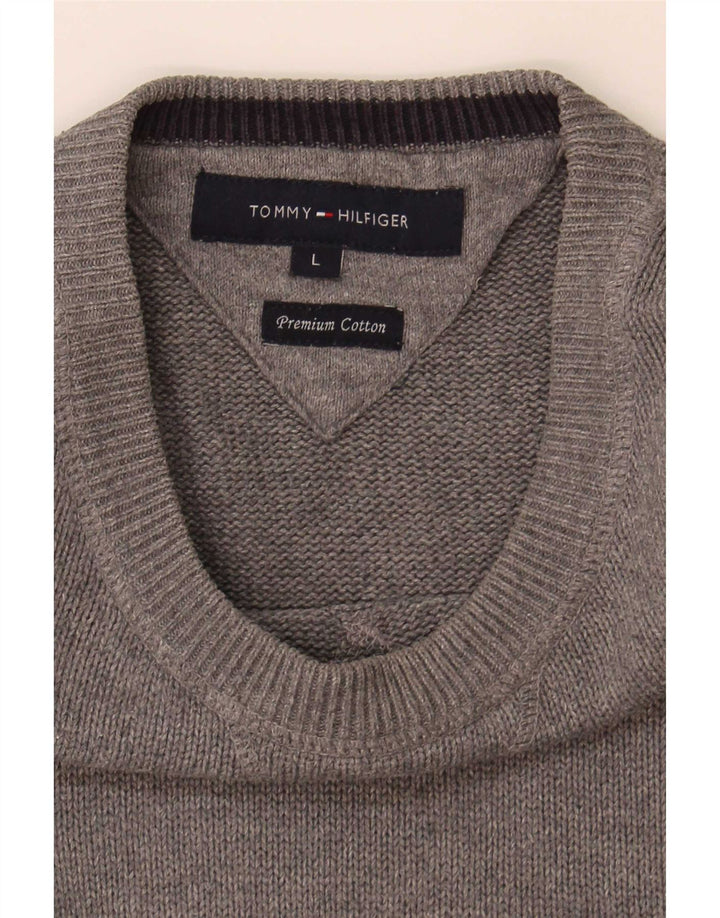 Мужской джемпер с круглым вырезом Tommy Hilfiger, большой серый