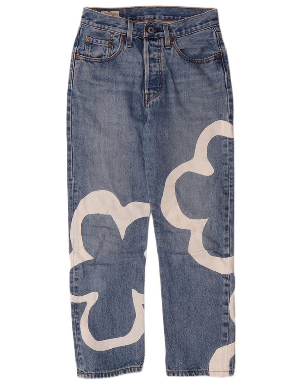 Женские прямые джинсы Levi's 501 W24 L26 с синим цветочным принтом