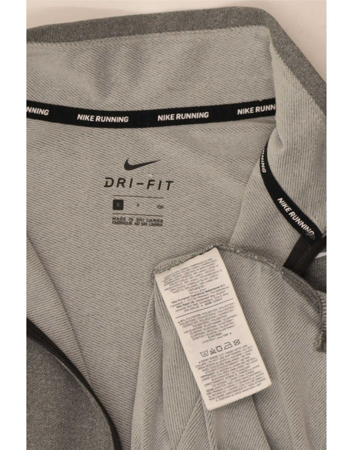 Мужской пуловер с воротником на молнии Nike Dri Fit, маленький серый полиэстер
