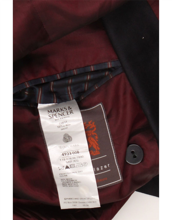 Мужской двубортный пиджак Marks & Spencer UK 42, большой темно-синий