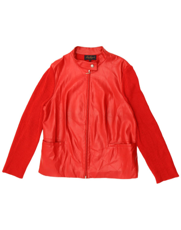 Женский кардиган из искусственной кожи Luisa Spagnoli UK 16, большой красный