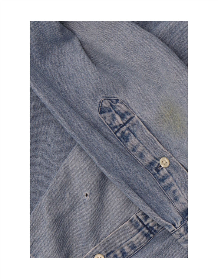 Мужская джинсовая рубашка большого размера RALPH LAUREN 2XL, синяя, хлопок