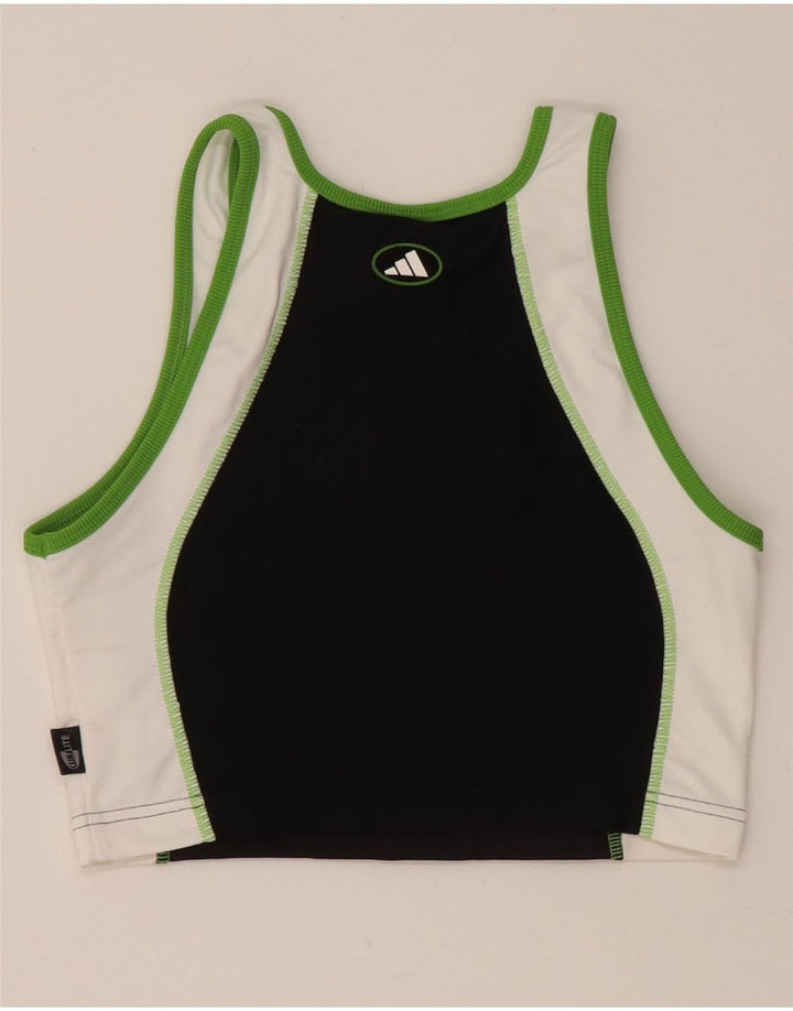 Женский спортивный бюстгальтер ADIDAS Climalite UK 16, большой черный с цветными блоками