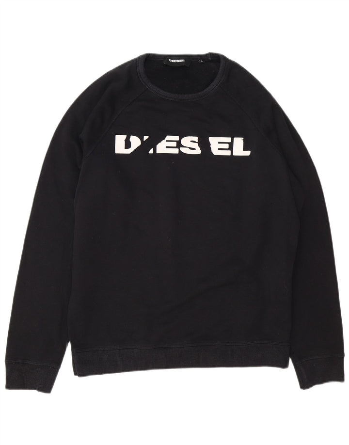 Мужской свитшот с рисунком Diesel, большой черный хлопковый джемпер