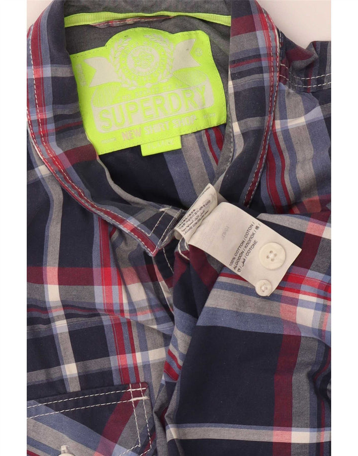 Мужская рубашка Superdry XL, темно-синяя клетка, хлопок