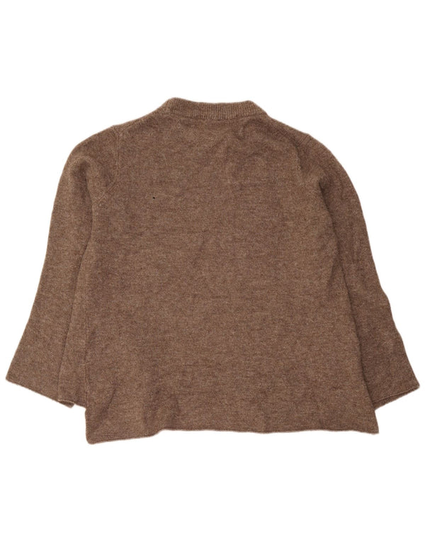 Женский джемпер свободного кроя с круглым вырезом Zara UK 10, маленький коричневый акрил