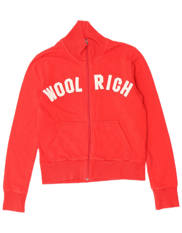 Женский спортивный костюм Woolrich с графическим рисунком, хлопковая верхняя куртка UK 12, средний красный цвет