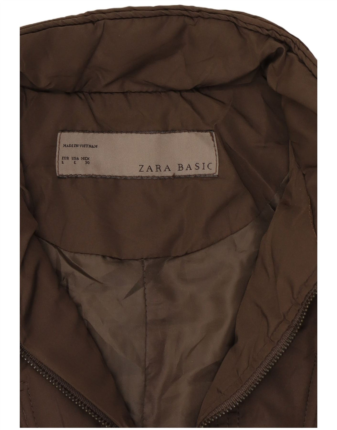 Женская стеганая куртка Zara UK 16, большой размер, коричневый полиэстер