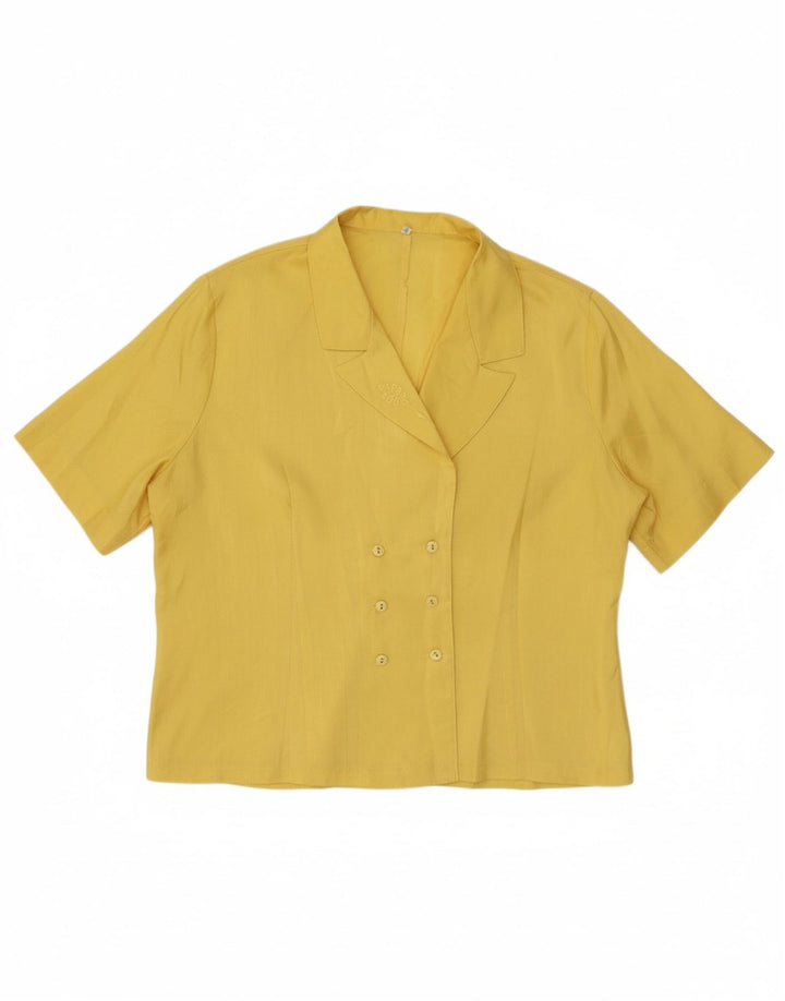 VINTAGE Womens Short Sleeve Shirt Blouse IT 44 Medium Yellow Polyester