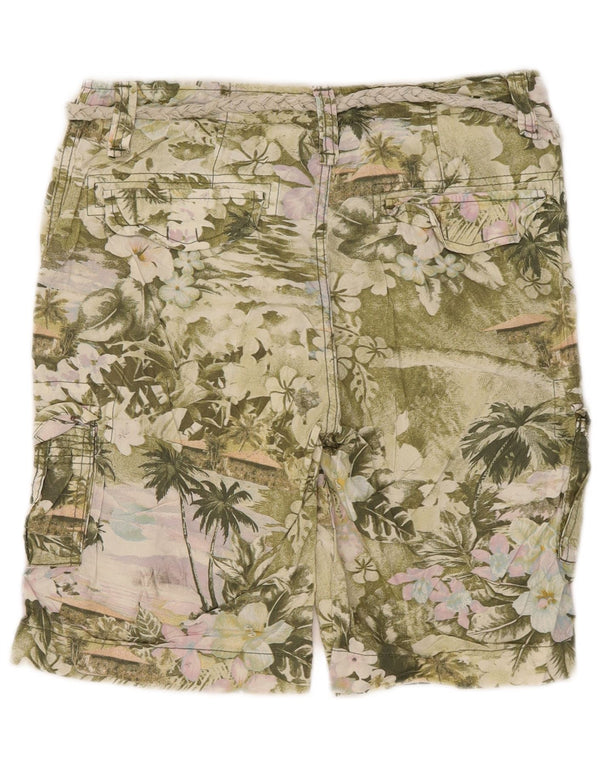 Женские шорты карго Zara Trafaluc EU 36 XS W26, зеленый хлопок с цветочным принтом