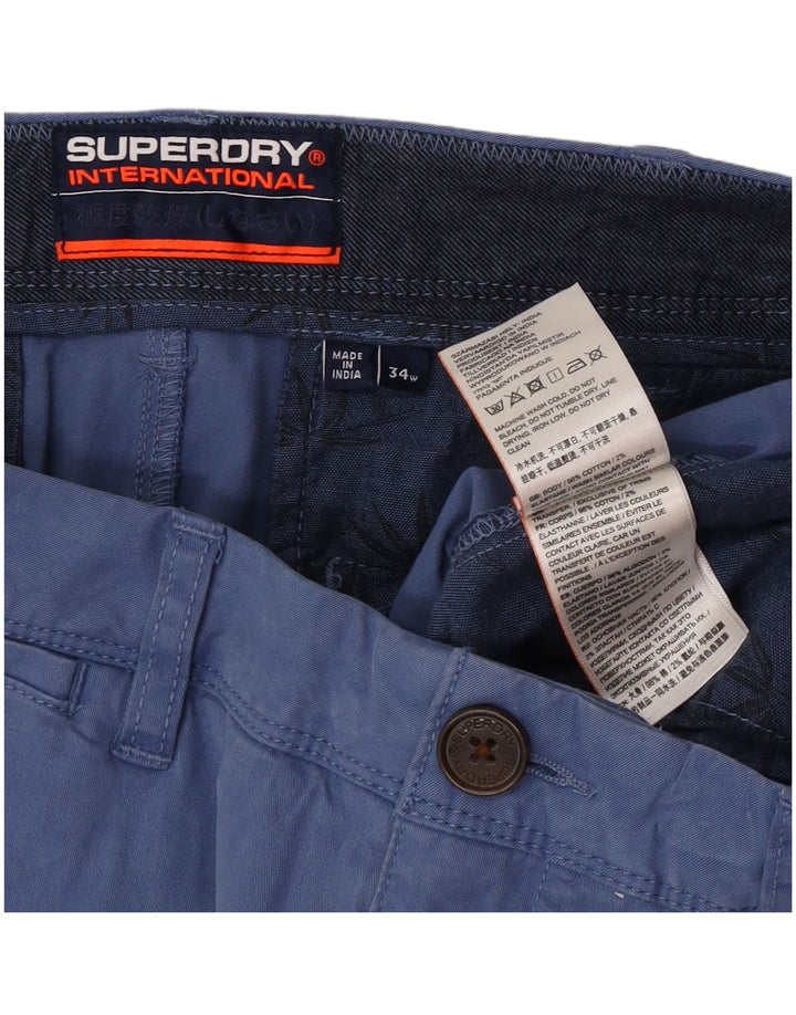 Мужские шорты чинос Superdry W34, большие синие, хлопок