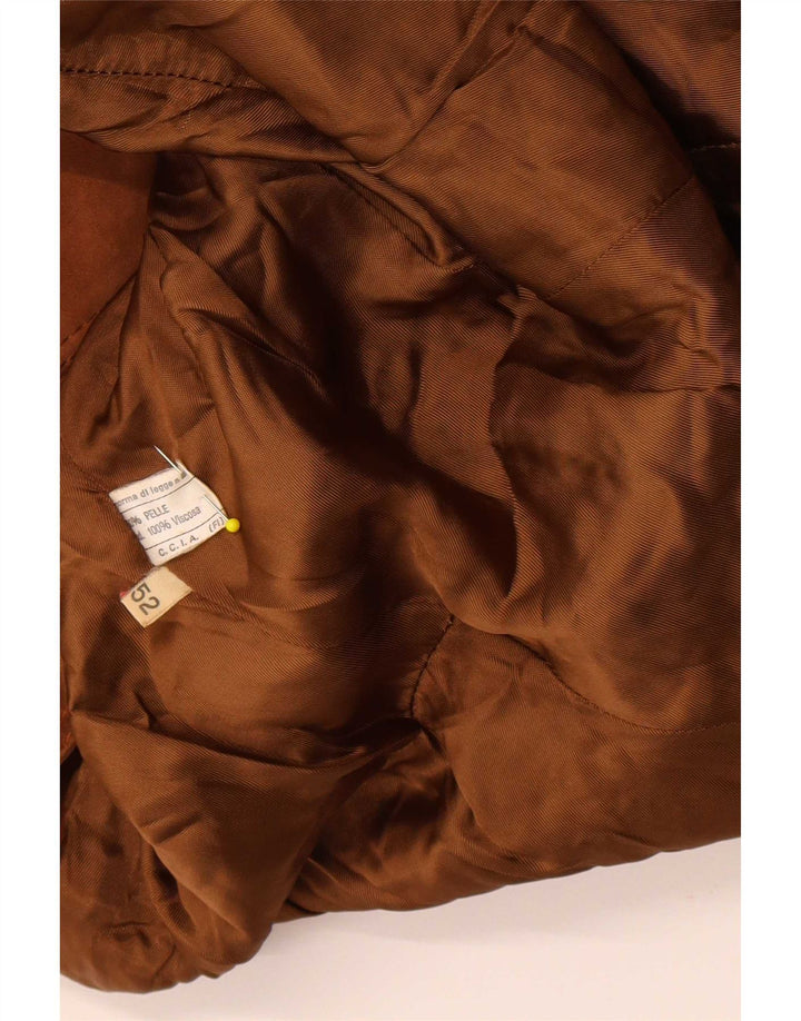 Винтажное женское замшевое пальто IT 52 2XL Коричневое кожаное