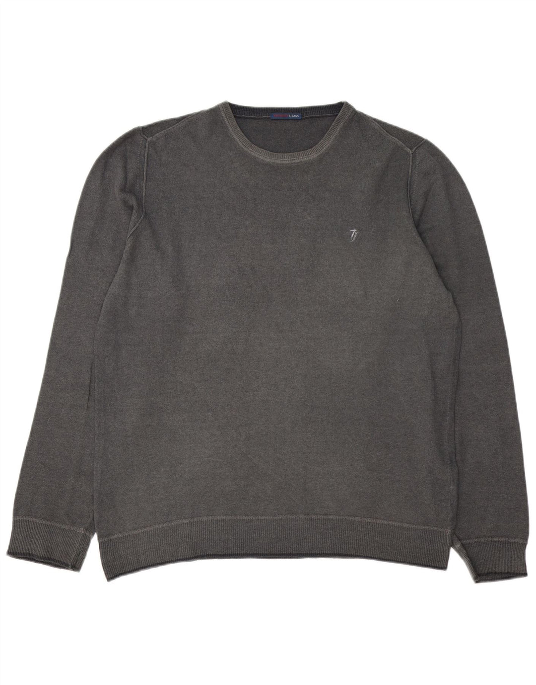 TRUSSARDI JEANS Мужской джемпер с круглым вырезом 2XL Серый Шерстяной