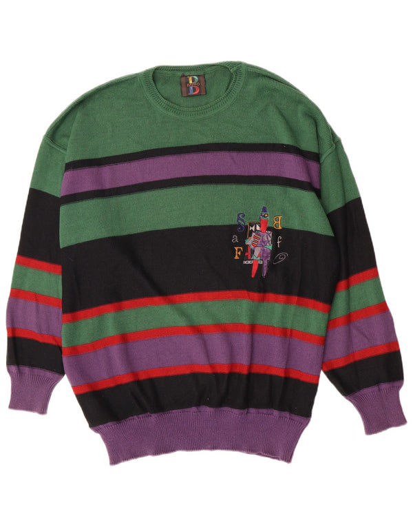 Мужской джемпер с круглым вырезом Baffo, большой зеленый в полоску