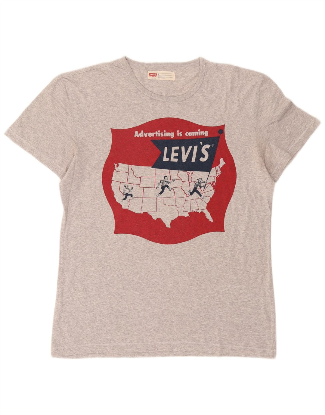 Мужская футболка стандартного кроя Levi's с рисунком, хлопковый топ среднего серого цвета