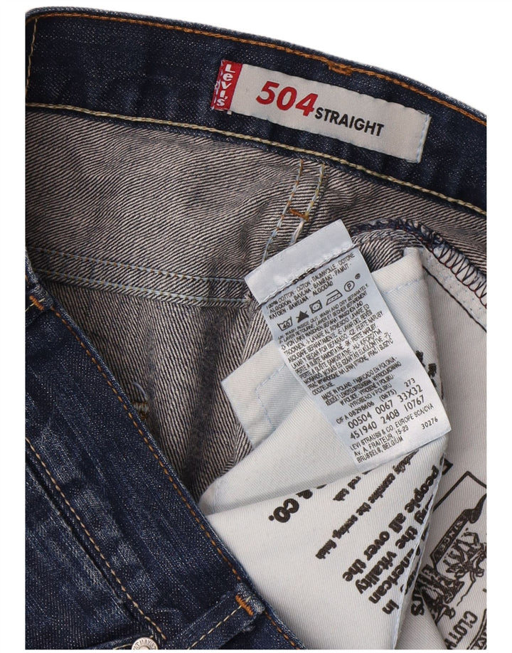 Мужские прямые джинсы Levi's 504 W33 L32 синие, хлопок