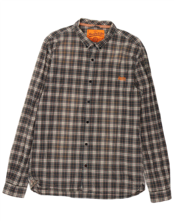 Мужская рубашка Superdry 2XL, темно-синяя клетка, хлопок