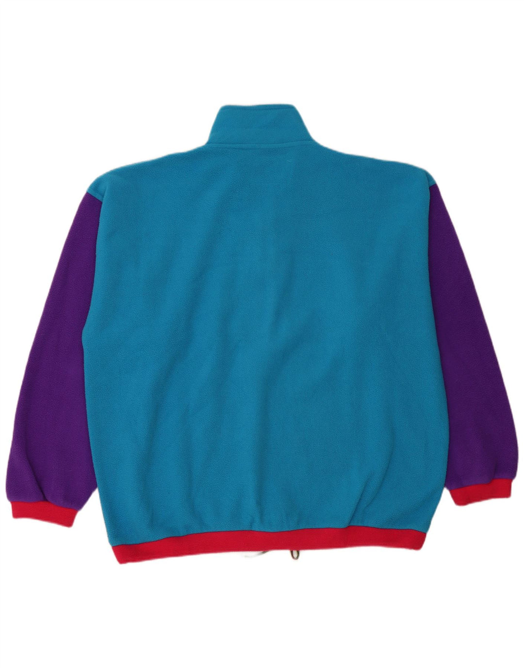 Винтажный мужской флисовый джемпер с воротником на молнии, размер XL, синий цвет блока