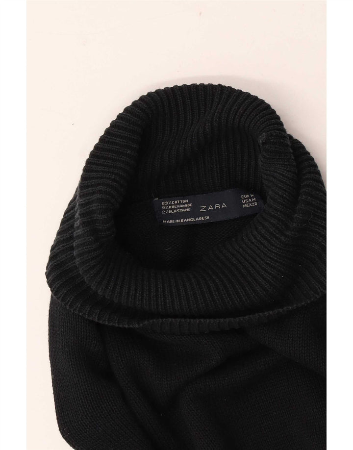 Женский джемпер с высоким воротником Zara UK 14, средний темно-синий хлопковый свитер