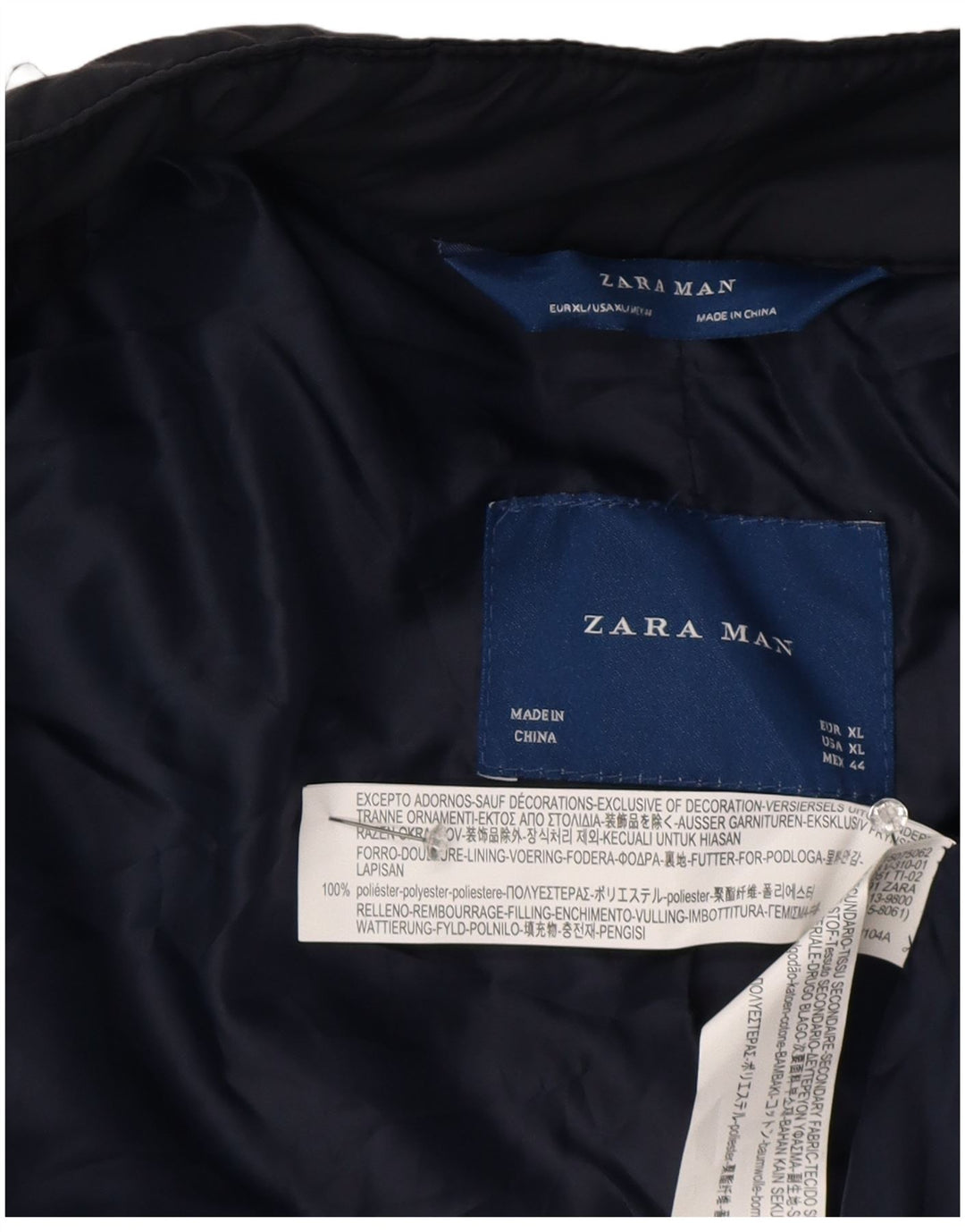 Мужская стеганая куртка Zara UK 42 XL темно-синяя, полиэстер