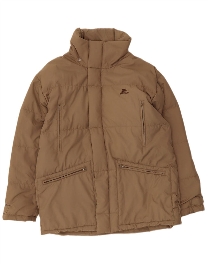 Мужская стеганая куртка свободного покроя Ellesse UK 36, маленькая коричневая