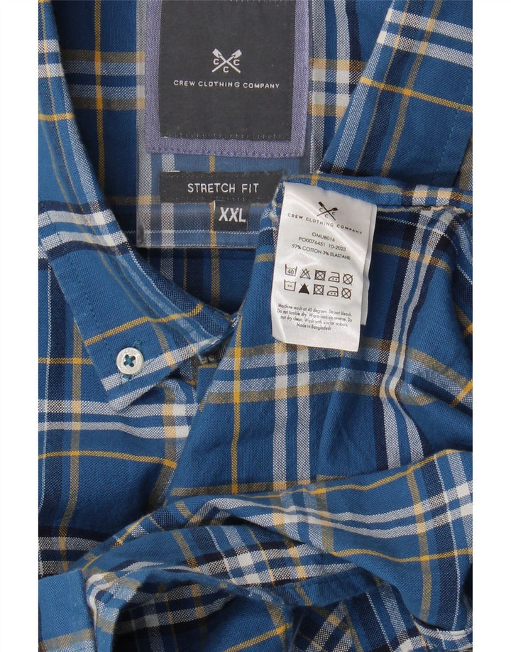 Мужская эластичная рубашка Crew Clothing 2XL, синяя клетка, хлопок