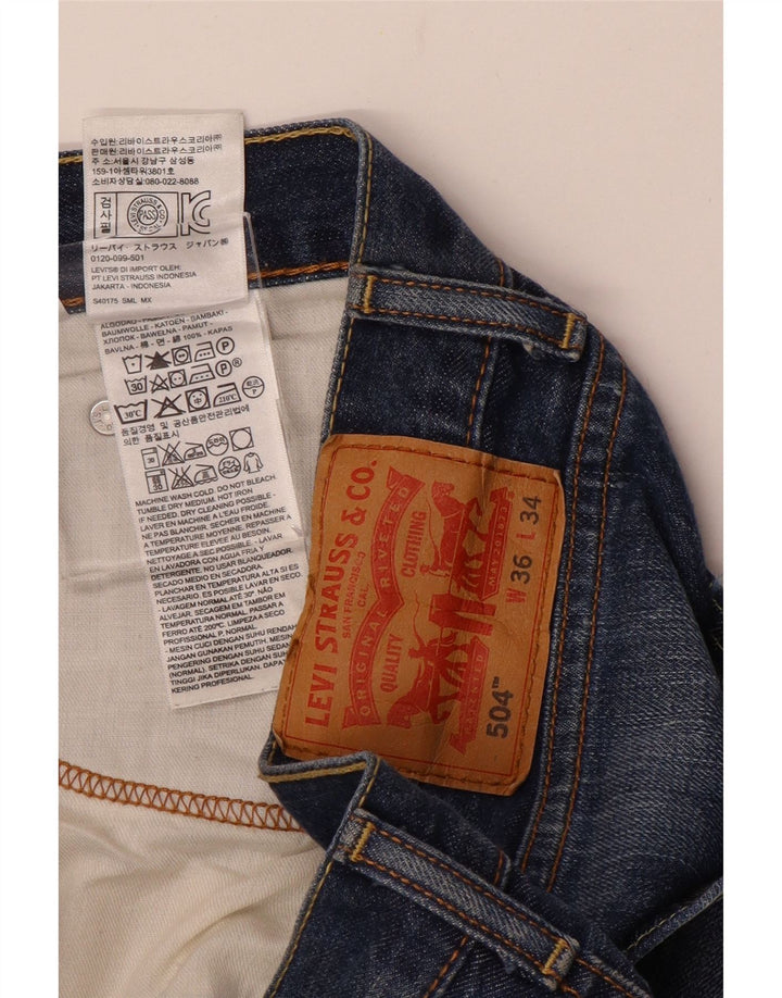 Мужские прямые джинсы LEVI'S 504 W36 L34 синие, хлопок