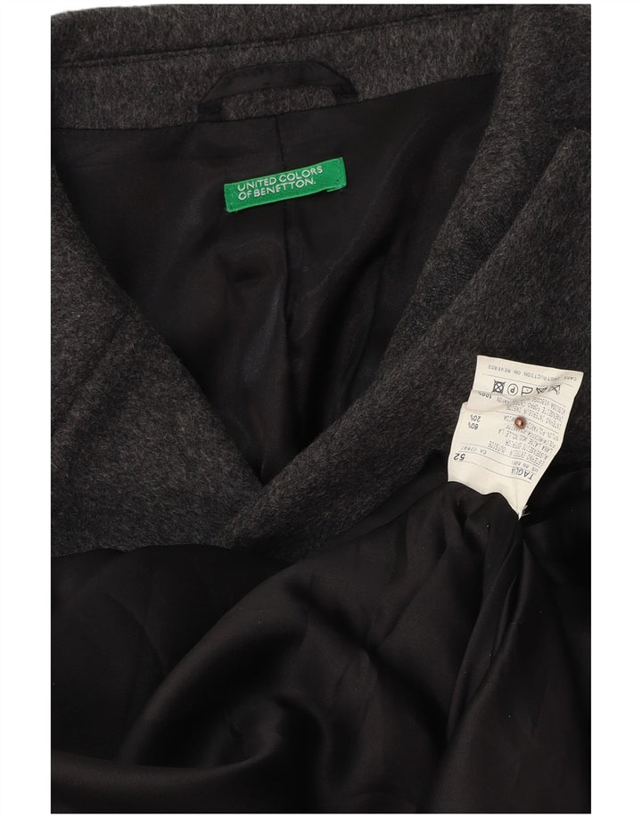 BENETTON Мужское пальто IT 52 XL Серое Шерстяное